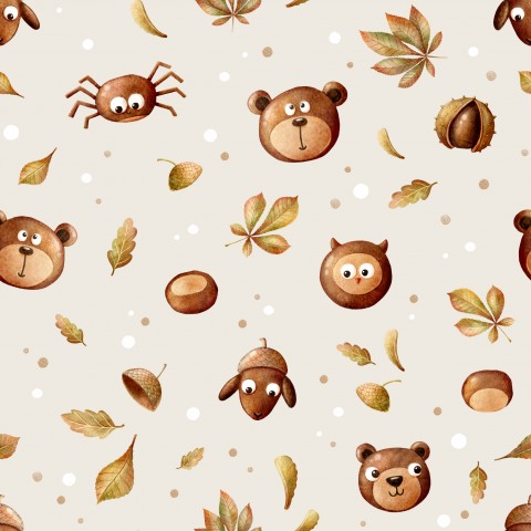 Animales y hojas lindos de French Terry