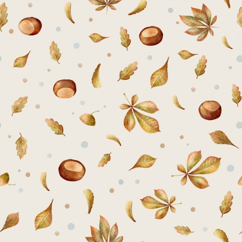 Waterdichte stof herfstbladeren en eikels