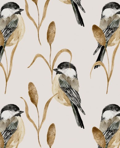 Tessuto di mussola con una cincia dal cappuccio nero di Jessica su Spoonflower – tessuto personalizzato