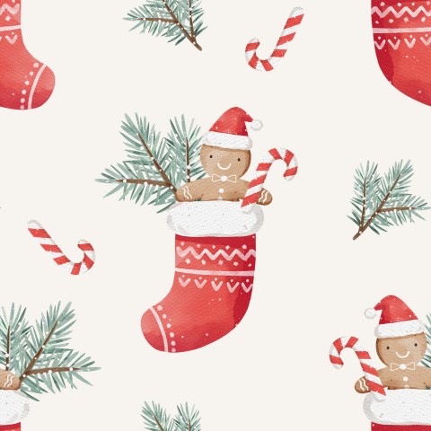 Rib Jersey gingerbread men and candy canes