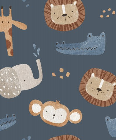 Rib Jersey animals on blue background
