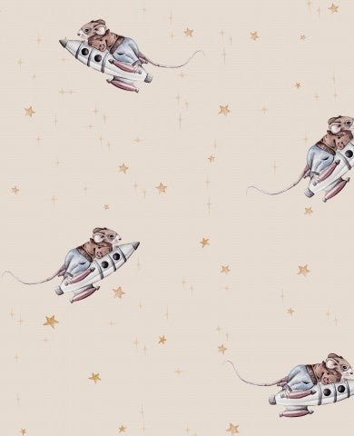 Canvas Baumwolle Cosmic Mouse ver1 beige - Natürliches Material für den perfekten Cut: 100% Baumwolle, meterweise erhältlich, ideal zum nähen von Kleidung und