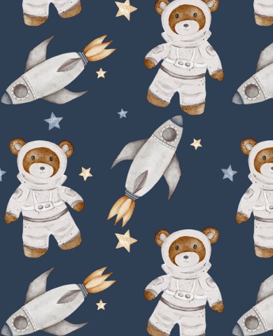 Teddy bear navy auf Canvas Baumwolle Cosmo - Schön und leicht zu nähen! Navy-Blauer Teddy auf hellen Hintergrund, ideal für Baby-Kleidung und Accessoires.