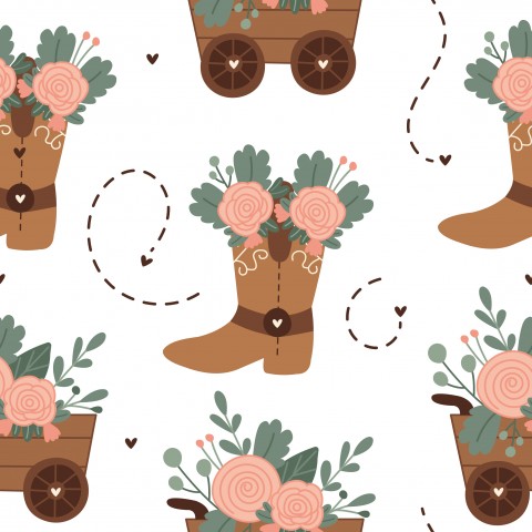 Rib jersey cowboy boots and flowers