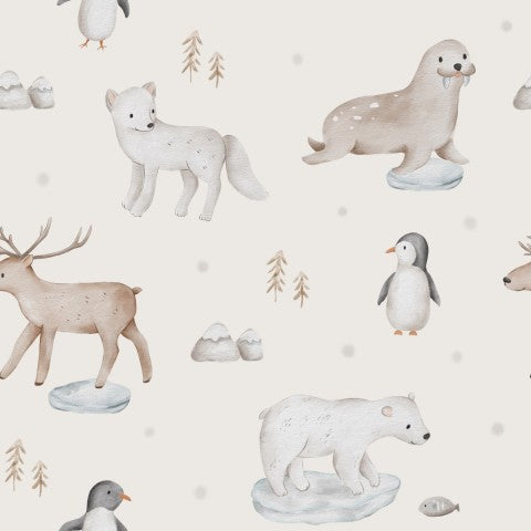 Muslin polar bears, reindeer and other animals