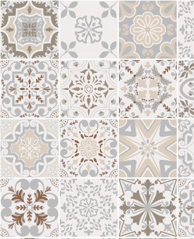 Canvas Baumwolle cremige geometrische Gemischte Fliesen, soft & flexible textile für creative projects, ideal for sewing, quilt-making and home decor.