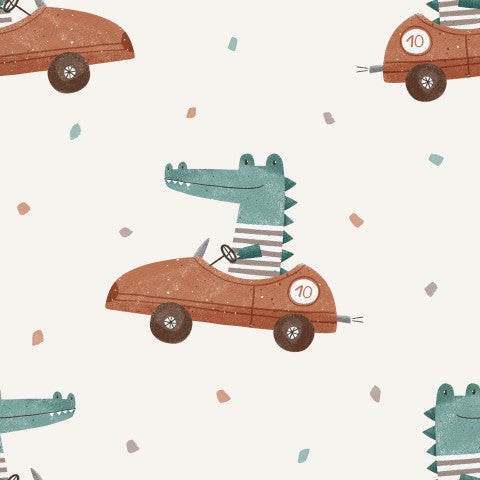 Hochwertiger Canvas-Stoff aus Baumwolle - ideal für Kreativ-Einstellungen: Crocodile und Auto-Thema - perfekt zum Nähen von Dekorationsstoffen, Tischdecken ode