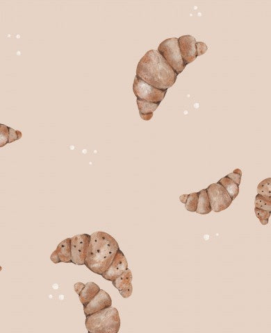 Jersey eine Aquarellillustration von Croissants auf beigem Hintergrund