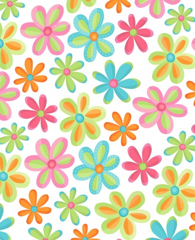 Tissu imperméable à motif coloré avec des fleurs sur fond blanc