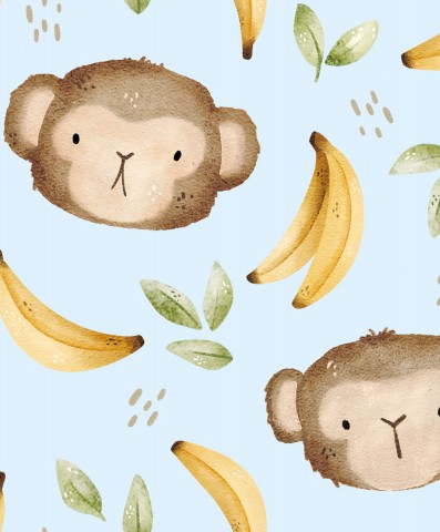 Bananen-Trend-Kleidung aus weichem Canvas-Stoff - Cute Monkey auf Baumwolle - ideal für näherische Freunde von Bananen und Affen - Stoffmeterware zum nähen.