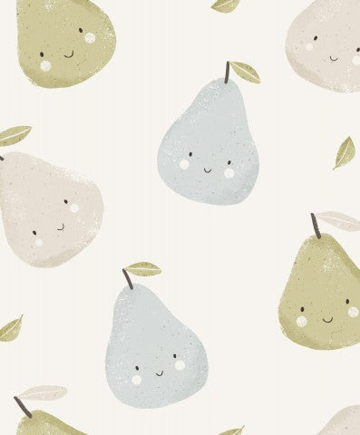 Weiches Canvas Baumwolle in Cute Pears Blue für nähere Kleidung und Accessoires - 100% Baumwolle, Meterware zum nähen.
