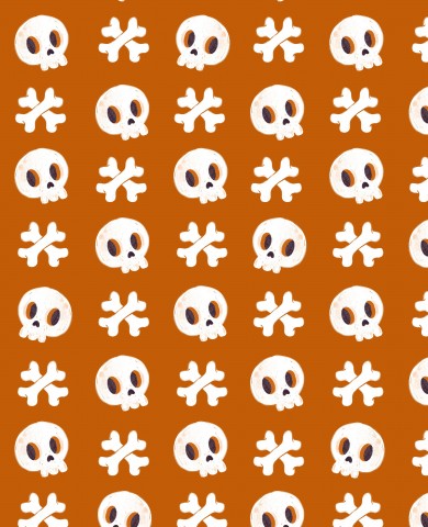 SoftShell skulls and bones on orange background