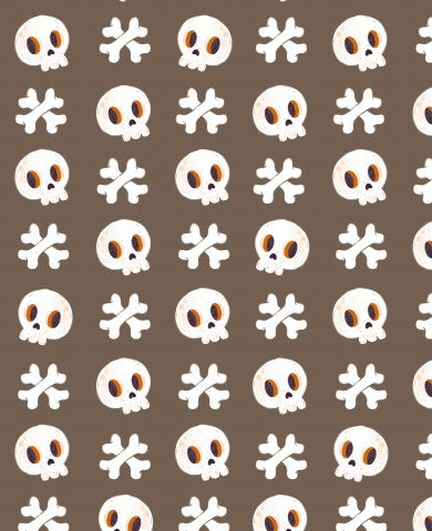 SoftShell a pattern of skulls and bones on a brown background