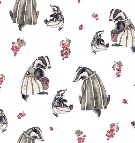 Muslin badgers and berries on it
