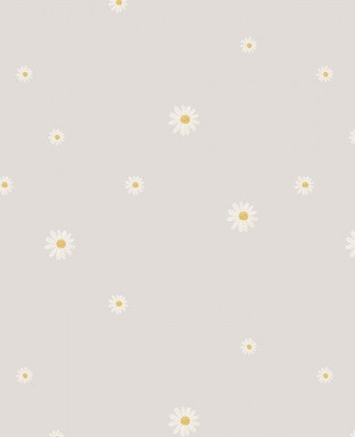 Syning af bomuldslærredsstykker i cremet beige tone med blomstrende margueritter - perfekt til individuelle kreationer og projekter, ideel som metervare til