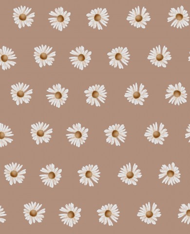 Motif French Terry de marguerites sur fond marron