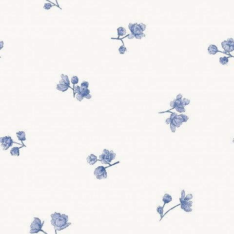 SoftShell ein blau-weißes florales Tapetenmuster
