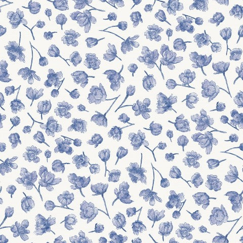 Flores azules de felpa francesa sobre un fondo blanco