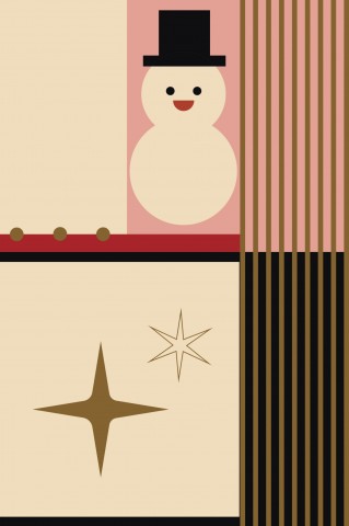 Panama eine Weihnachtskarte mit einem Schneemann und Sternen