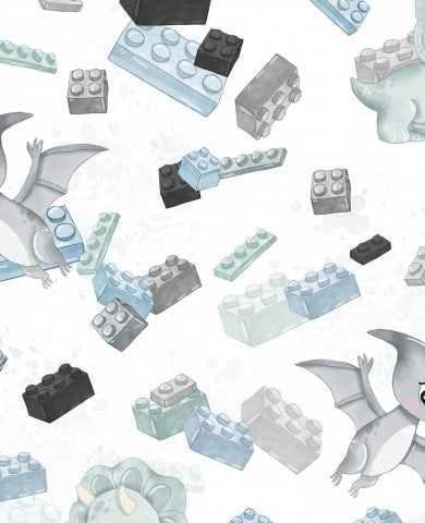 Dino-blokke i lærred i bomuld, HVID - Naturligt bomuldsmateriale til din næste projektion: Unik farve, blød struktur og tykke, robuste tråde