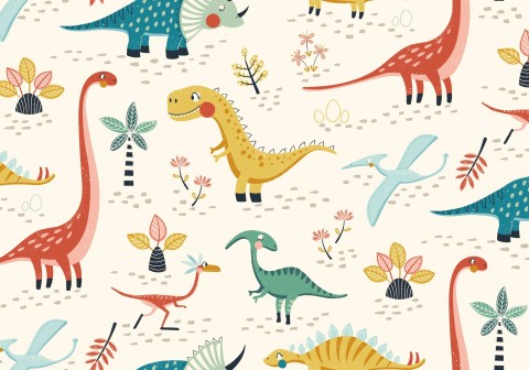 Muslin dinosaurs and birds