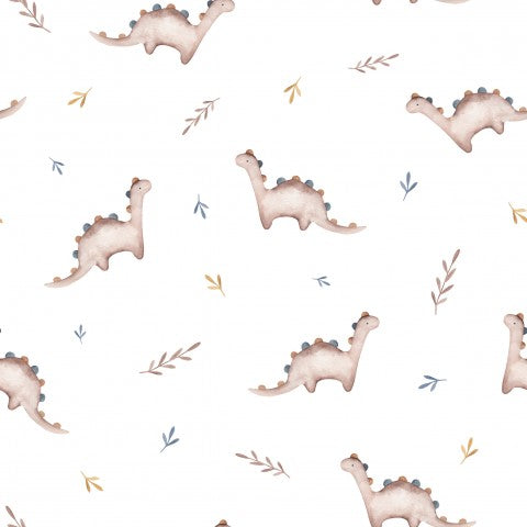Satin cotton dinosaurs and leaves
