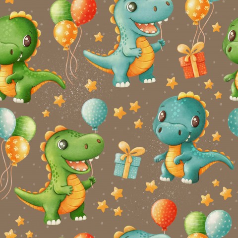 Satin cotton cute dinosaurs and balloons