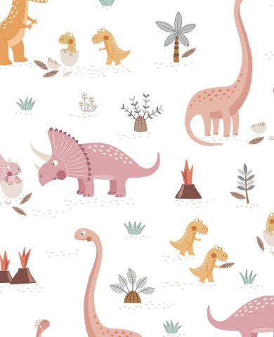 Satin cotton dinosaurs and plants