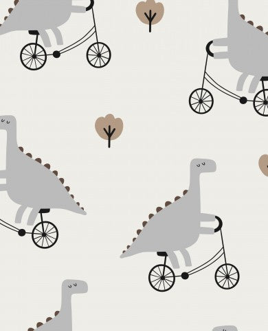 Satin cotton dinosaurs on bicycles