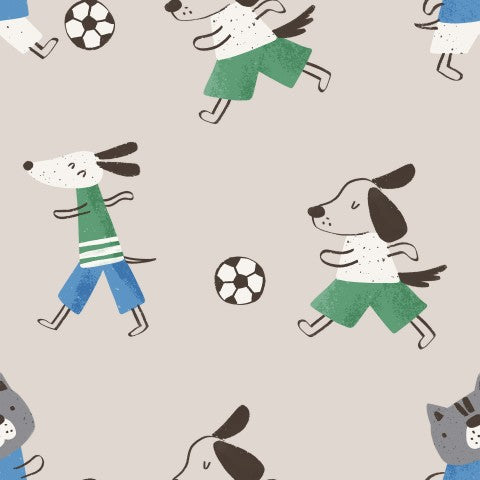 Satin cotton dogs and cats playing football