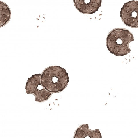 Muslin chocolate donuts on a white background