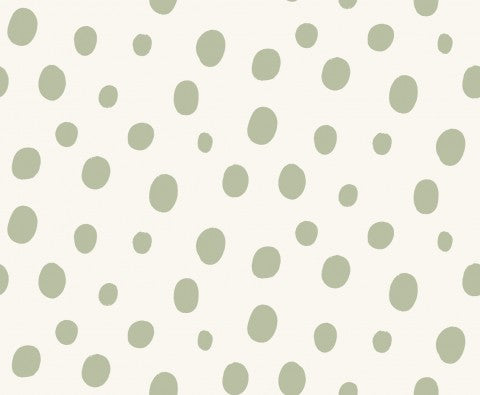 Papier peint en tissu imperméable à pois verts et blancs