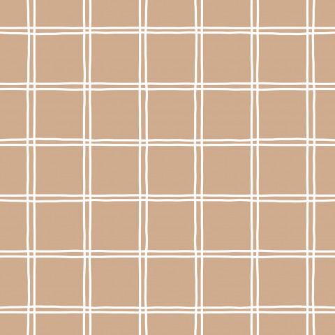 French Terry, un motif de papier peint à carreaux marron et blanc