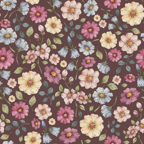 Jersey Aquarellblumen auf braunem Hintergrund