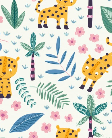 Wasserdichter Stoff niedlichen Leoparden und Pflanzen