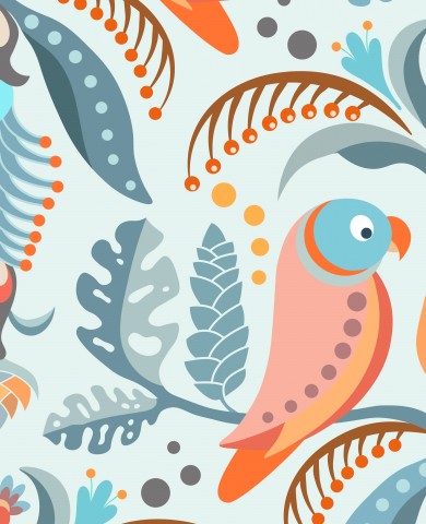 Oiseaux et plantes colorés de Jersey