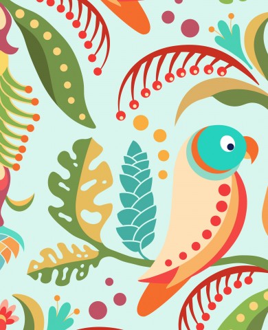 Oiseaux et plantes colorés de Jersey