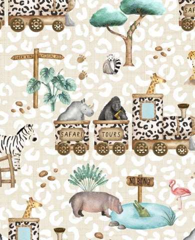Zachte dieren en zebra's op een trein