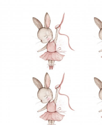 Wasserdichter Stoff ein Set aus vier Aquarellhasen, die rosa Tutus tragen