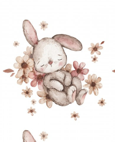 Panama pattern of a cute bunny with flowers