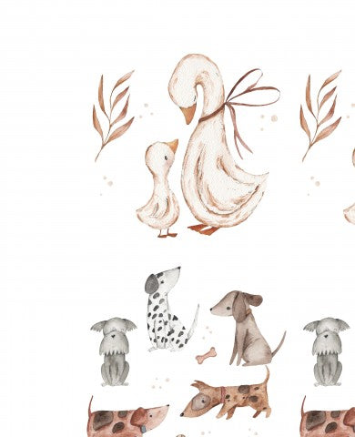 Panama eine Reihe von Aquarellillustrationen von Hunden und Enten