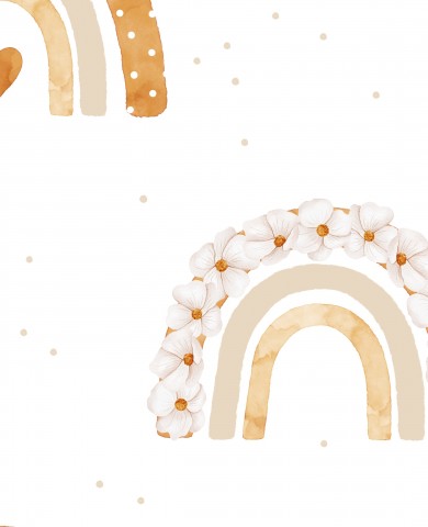 Muslin with a rainbow and flowers