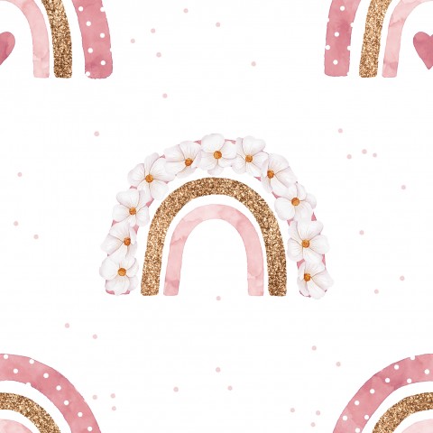 Muslin akvarell regnbåge och blommor