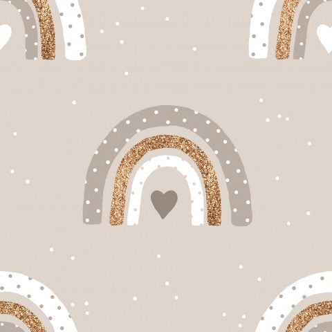 SoftShell rainbows and hearts on a gray background