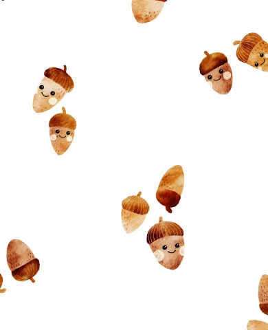 Motivo acquerello SoftShell con graziose ghiande