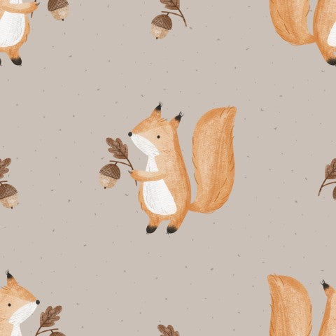 Jersey pattern with squirrels and acorns
