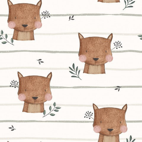 Rib Jersey brown bears and flowers on it