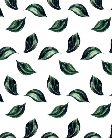 Waterproof fabric a pattern of green leaves on a white background