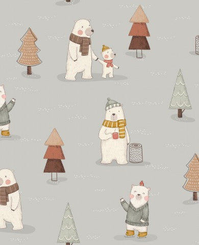 Rib Jersey polar bears and trees