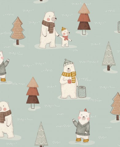 French Terry Polar Bears and Trees